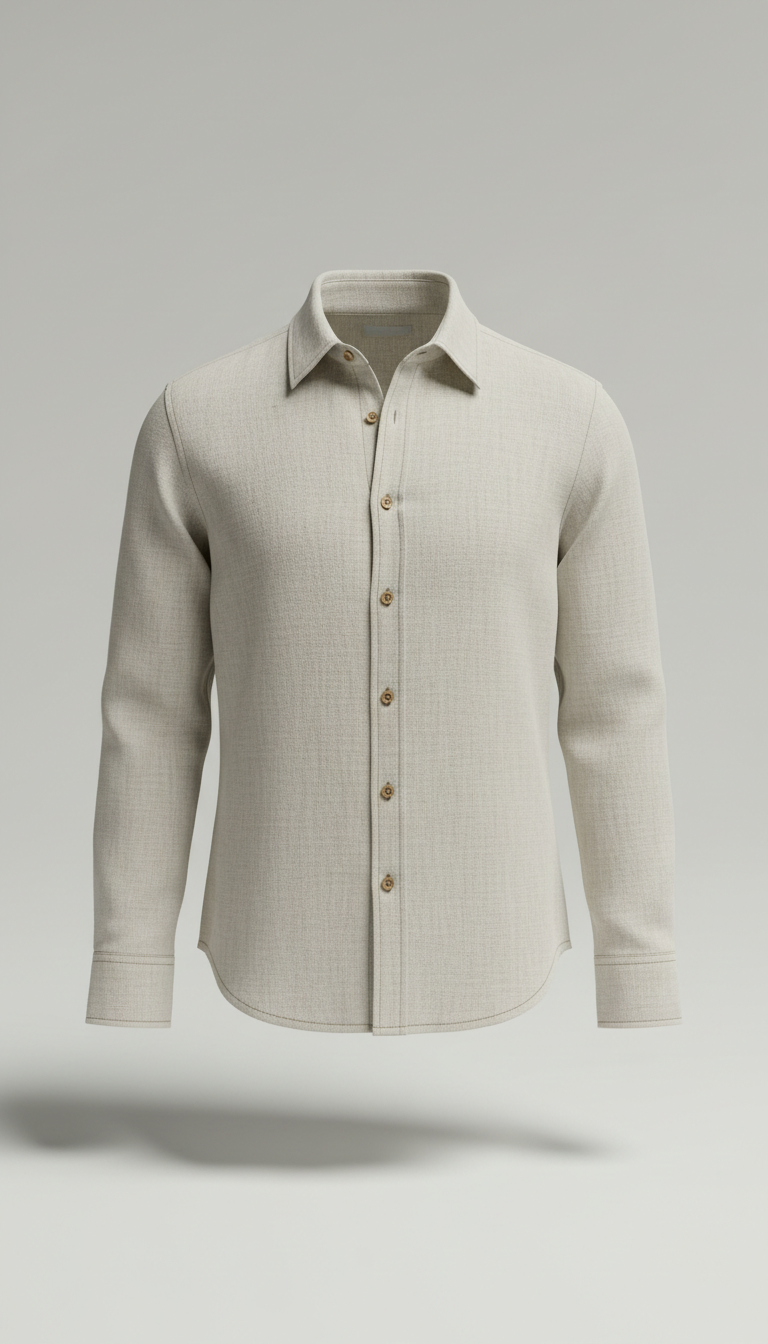 Linen Button-Up Shirt with Mother-of-Pearl Buttons