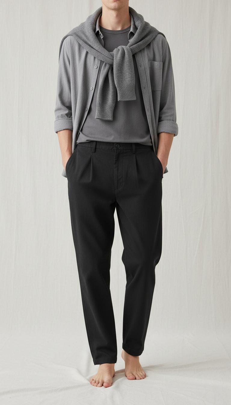 Cotton Trousers in Slate Black