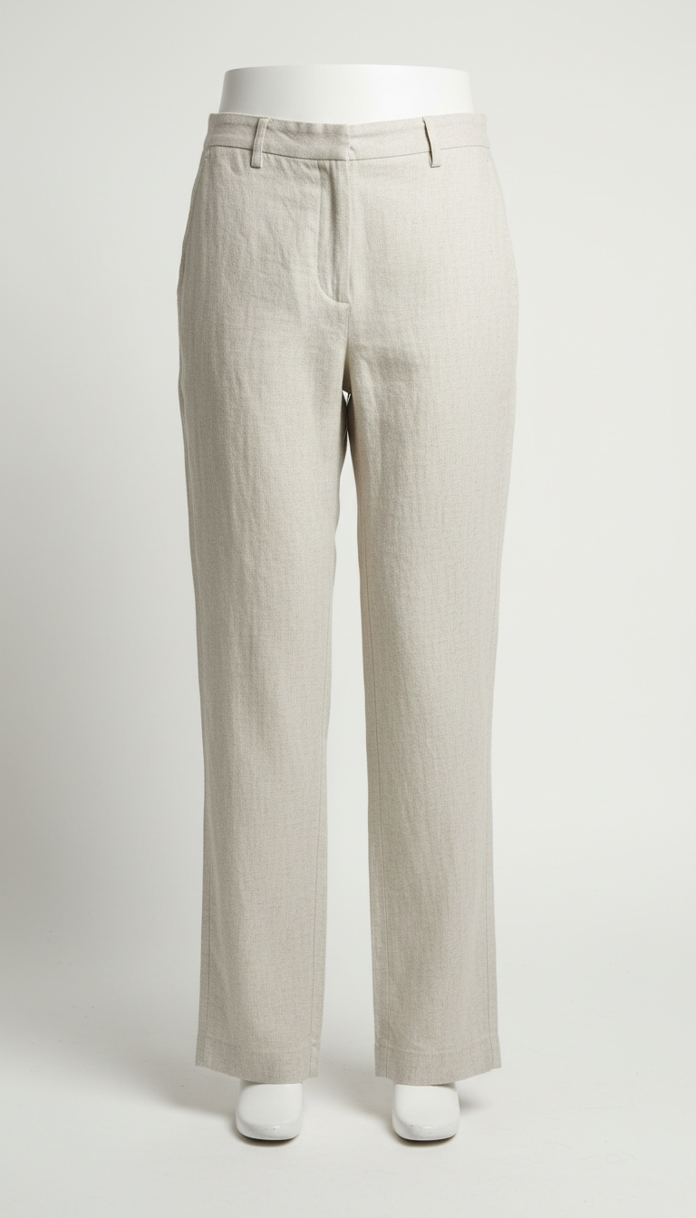 Straight-Leg Linen Trousers with Clean Front